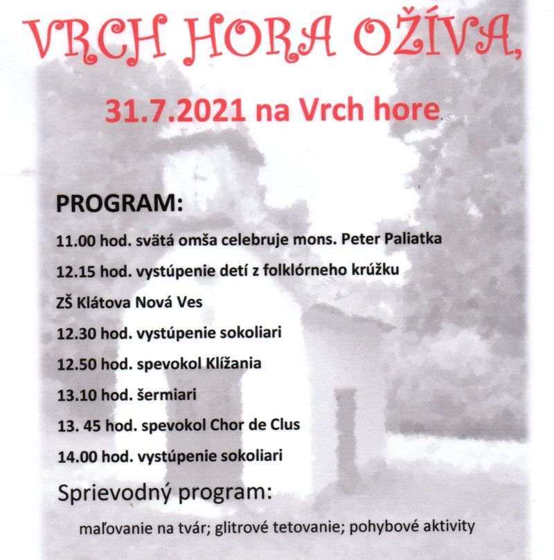 Vrchhora Veľký Klíž podujatie