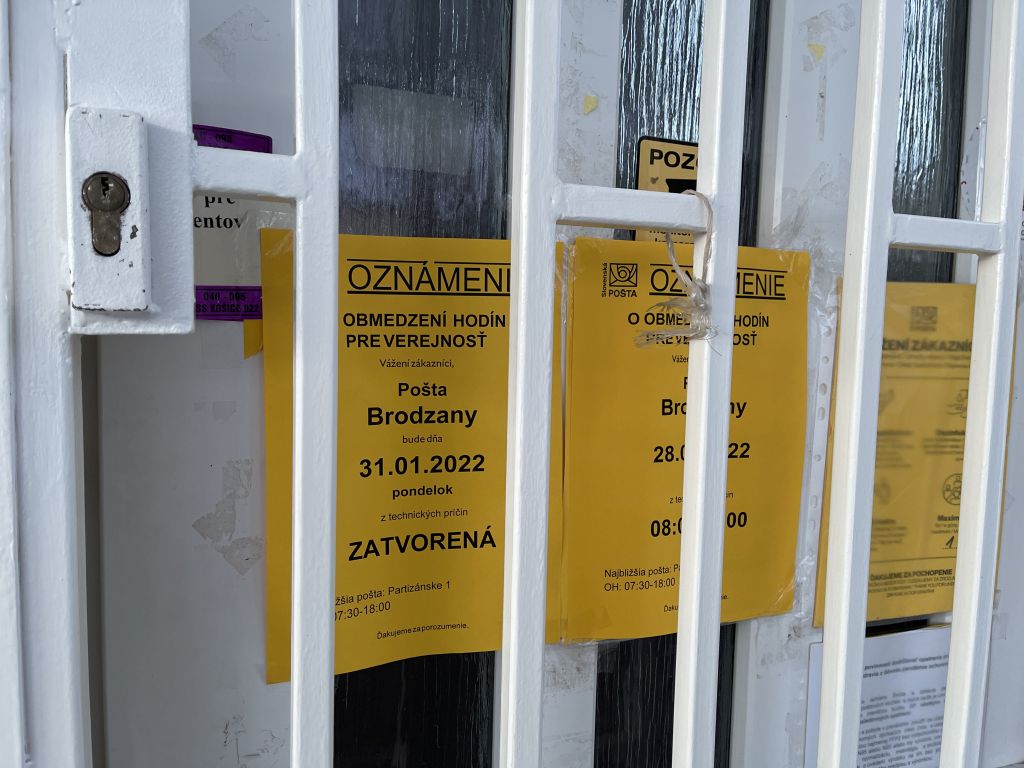 Brodzany slovenska pošta zrušenie